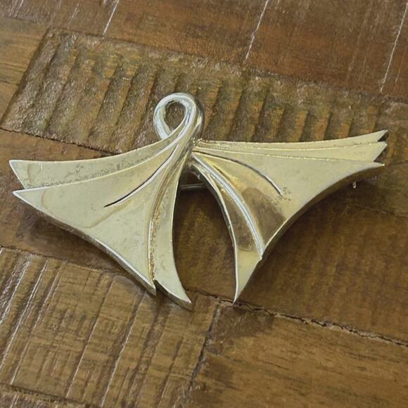 Vintage Gerrico Sterling Silver Modernist Fan Brooch Pendant - Picture 2 of 8
